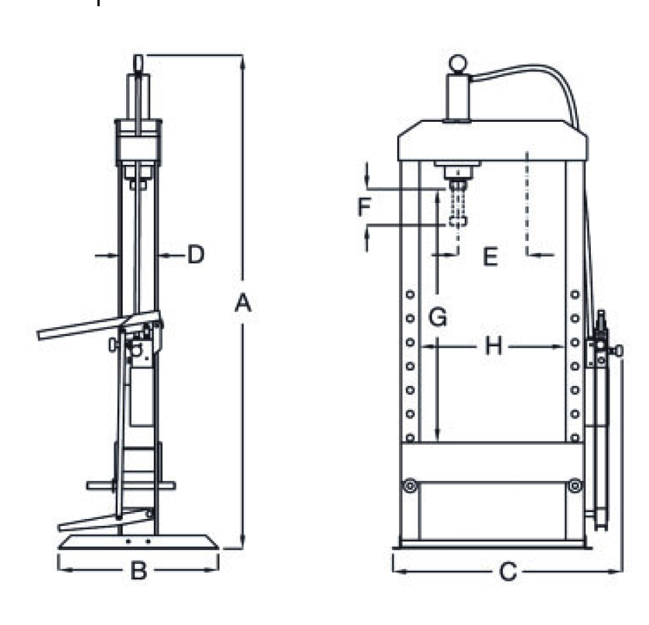 Presse Hydraulique D'atelier 6 Tonnes - Cadre En H, Acier Carbone, Pour Démontage Roulements, Redressage Métal